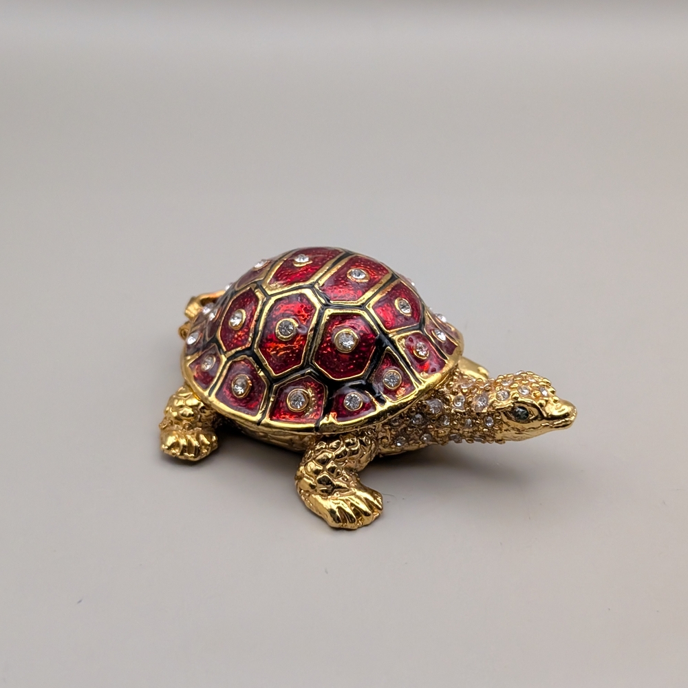 Jeweled Red and Gold Turtle Figurine